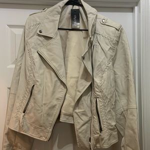 City Chic Ivory Faux Leather Jacket